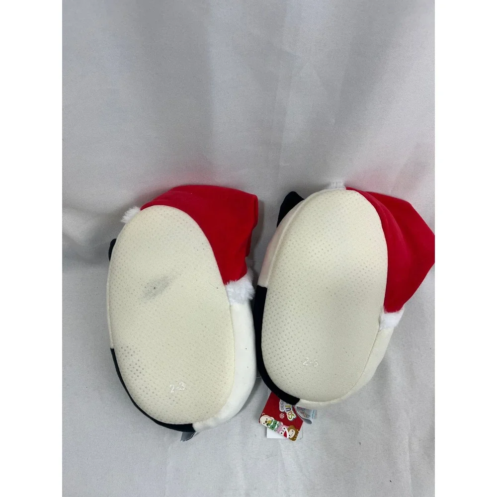 Squishmallows Cam the Cat Christmas Santa Hat Slippers Kids Size 2/3 Off-White